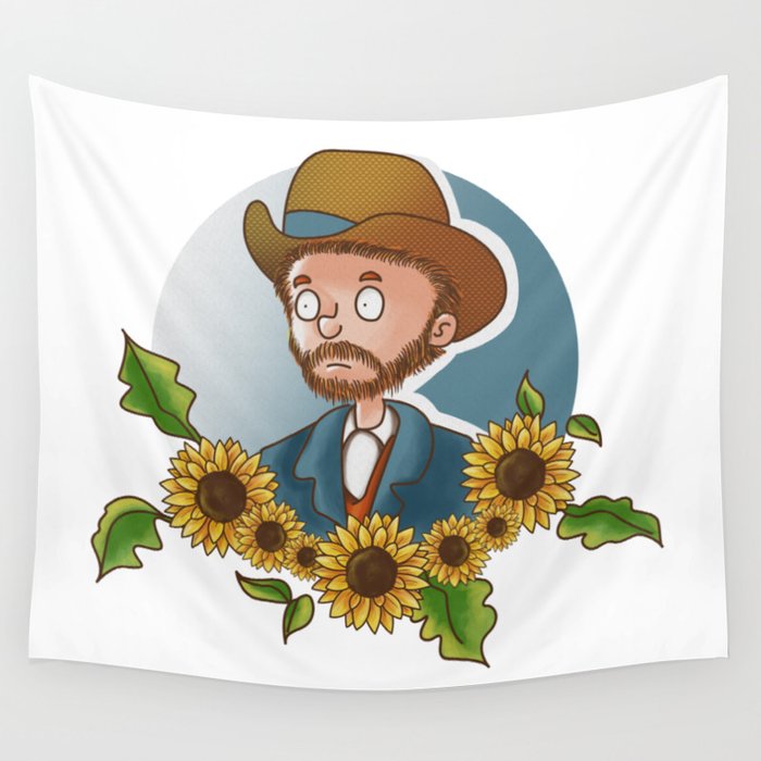 The man of sunflowers Wall Tapestry