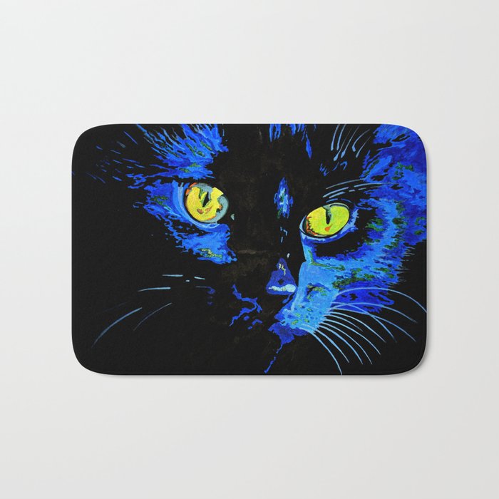 Marley The Cat Portrait With Striking Yellow Eyes Bath Mat