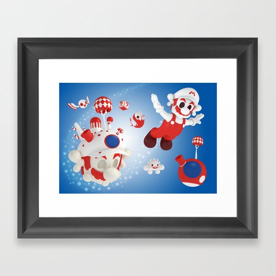 Super Fly Skull Mario Framed Art Print