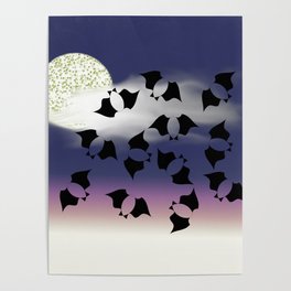 Batty Things Poster | Graphic, Halloween, Wallart, Digital, Hoodies, Scary, Moon, Graphicdesign, Fullmoon, Design 
