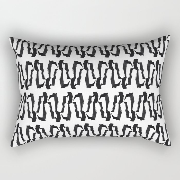Black Ink Op Art Pattern Rectangular Pillow