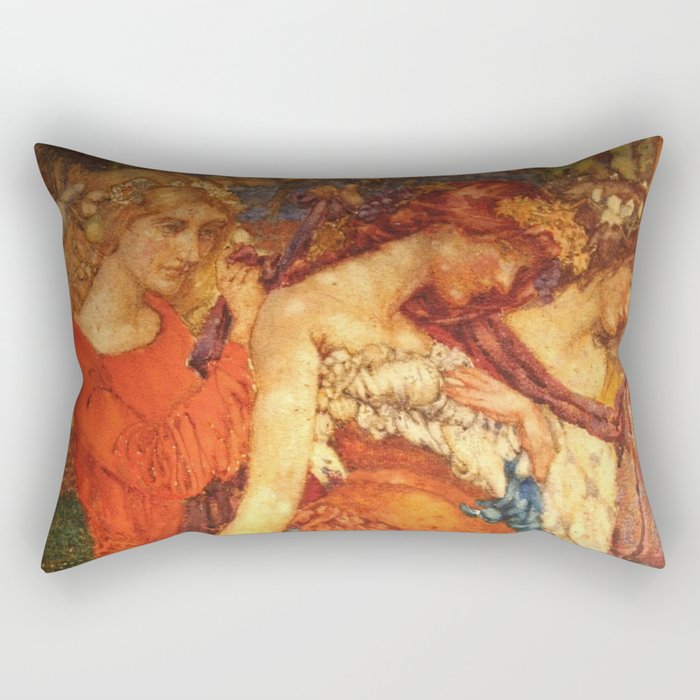 The Mirror of Time, Age, & Youth renaissance portrait painting tapestry No.2 by Noël Laura Nisbet Rectangular Pillow
