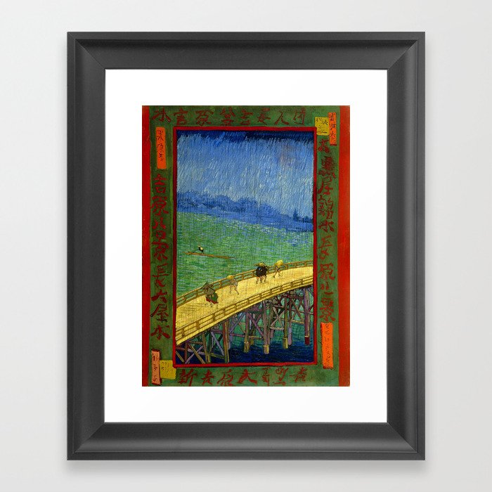 Vincent van Gogh "Bridge in the rain (after Hiroshige)" Framed Art Print