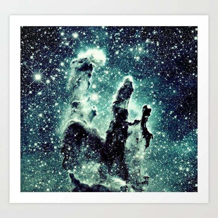 Nebula Galaxy : Teal Pillars of Creation Art Print