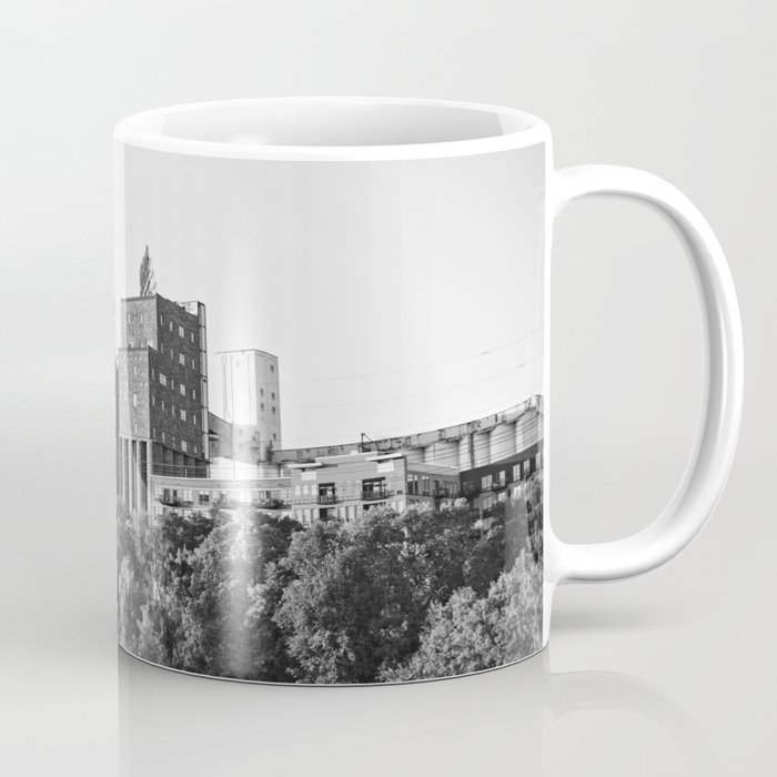 Minneapolis Architecture at the Stone Arch Bridge | Black and White Photography Coffee Mug