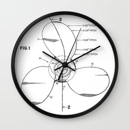 Boat Propeller Patent - Sailor Lake House Décor Art - White Wall Clock