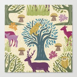Whimsical Forest on Cream Canvas Print
