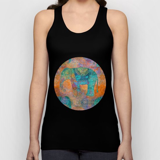 Elephant Pattern allover orange turquoise Unisex Tank Top