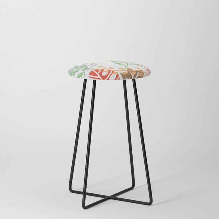 All Over Print Colourful Leaves - Vibrant  Counter Stool