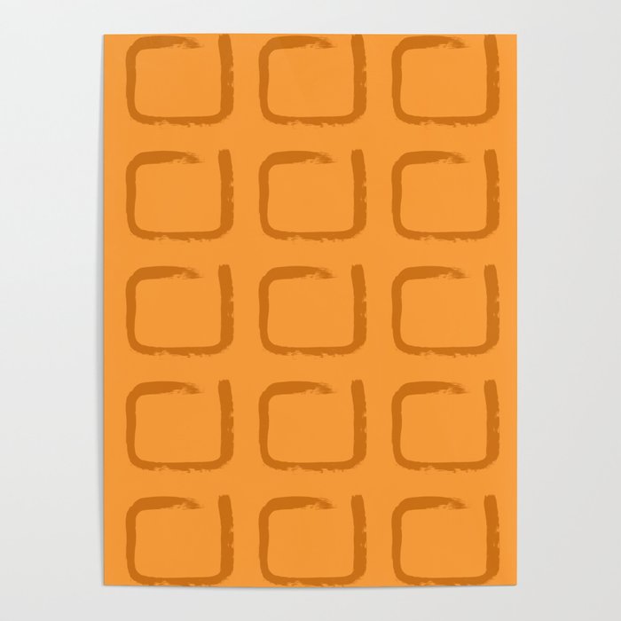 Curry Color Imperfect Geometric Squares Poster