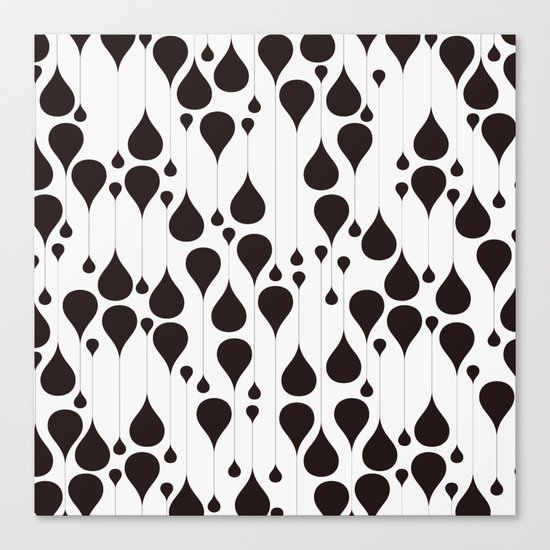 Monochrome waterdrops pattern. Canvas Print