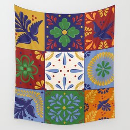 Colorful Mexican Talavera Style Tiles  Wall Tapestry