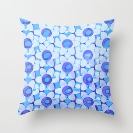 Abstract Happy Daisy Pattern Sky Blue Throw Pillow