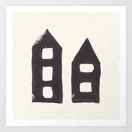 Tiny Houses #3 | Hand-printed Linocut Art Print