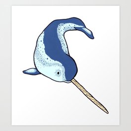 Cute Gouache Narwhal Illustration Art Print