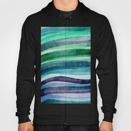 Abstract Minimalist Ocean Waves Digital Watercolor Illustration Hoody