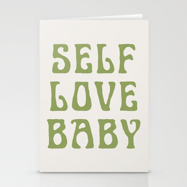 Self Love Baby Cream & Green Stationery Cards