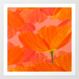 Beautiful Poppies Coral Color Background #decor #society6 #buyart Art Print