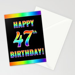 [ Thumbnail: Fun, Colorful, Rainbow Spectrum “HAPPY 47th BIRTHDAY!” Stationery Cards ]