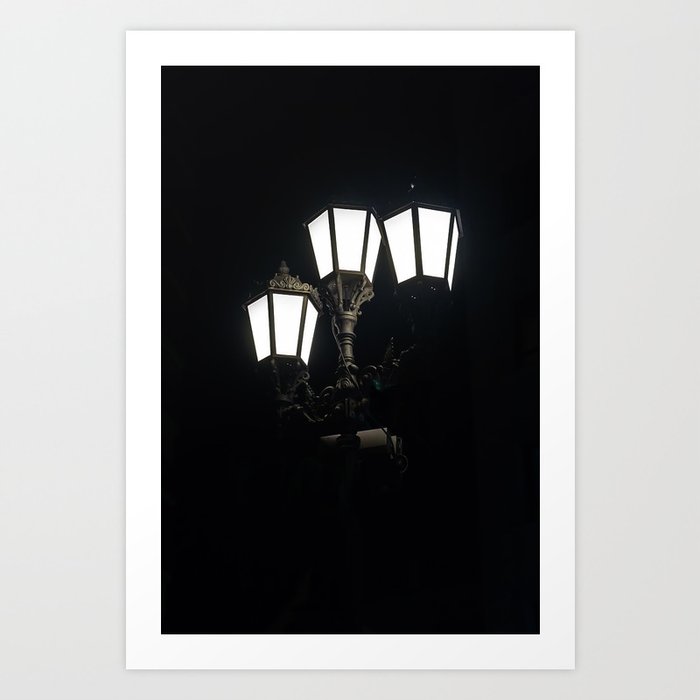 Three Lanterns In The Night Art Print
