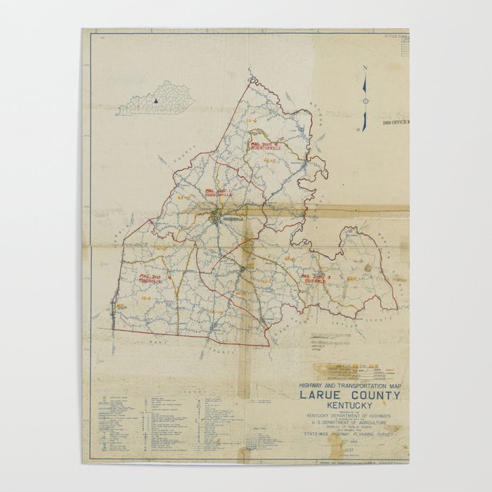 1950 Census Enumeration District Map Kentucky (KY) Larue County
