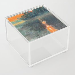 Orange Sky Over the Lake Acrylic Box