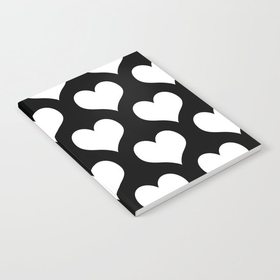 Hearts of Love Black & White Notebook