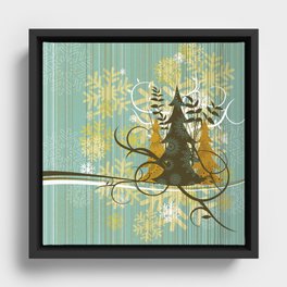 Christmas trees background Framed Canvas