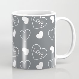 Valentines Day White Hand Drawn Hearts Mug