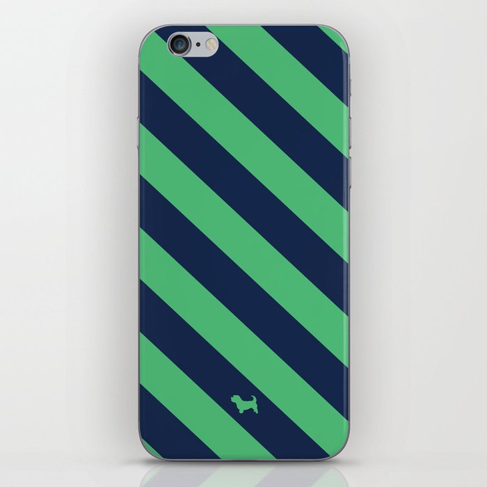 Preppy & Classy, Navy Blue / Green Striped iPhone Skin