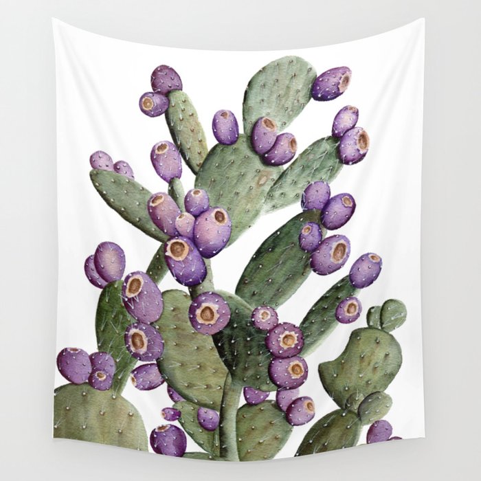 Purple Prickly Pear Painting Wall Tapestry