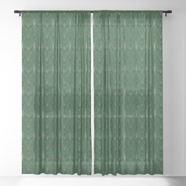 Art Deco in Emerald Green Sheer Curtain