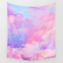 DREAMER Aesthetic Pink Clouds Wall Tapestry