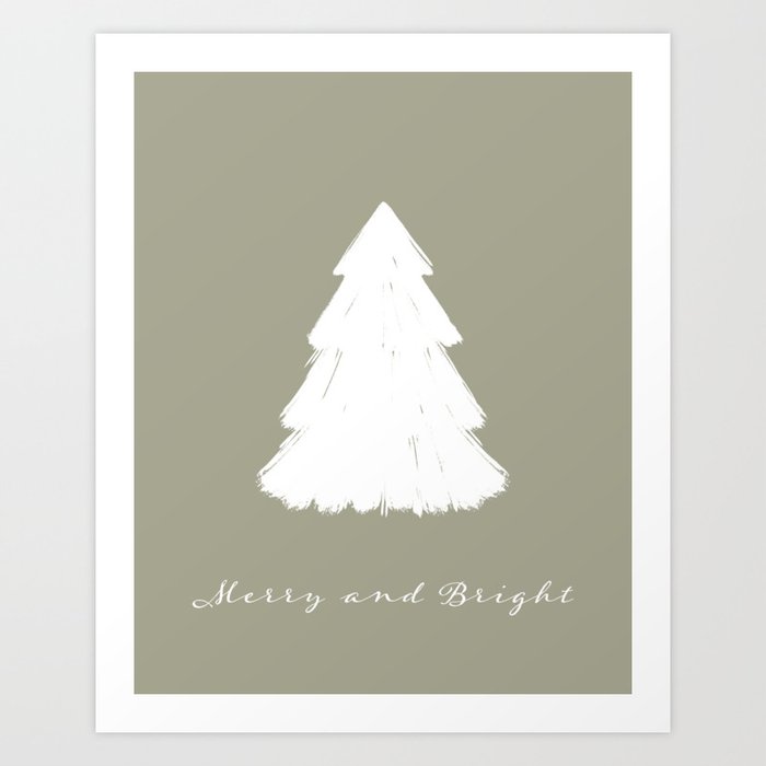 Merry and bright Christmas tree Art Print