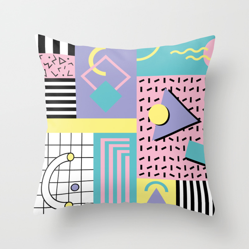 Small 17 x 12 Society6 Memphis Pattern 41-80s 90s Retro by Graphicwavedesign on Rectangular Pillow 