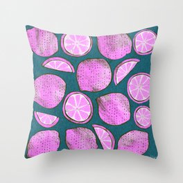 Pop Art Lemons - Pink Throw Pillow