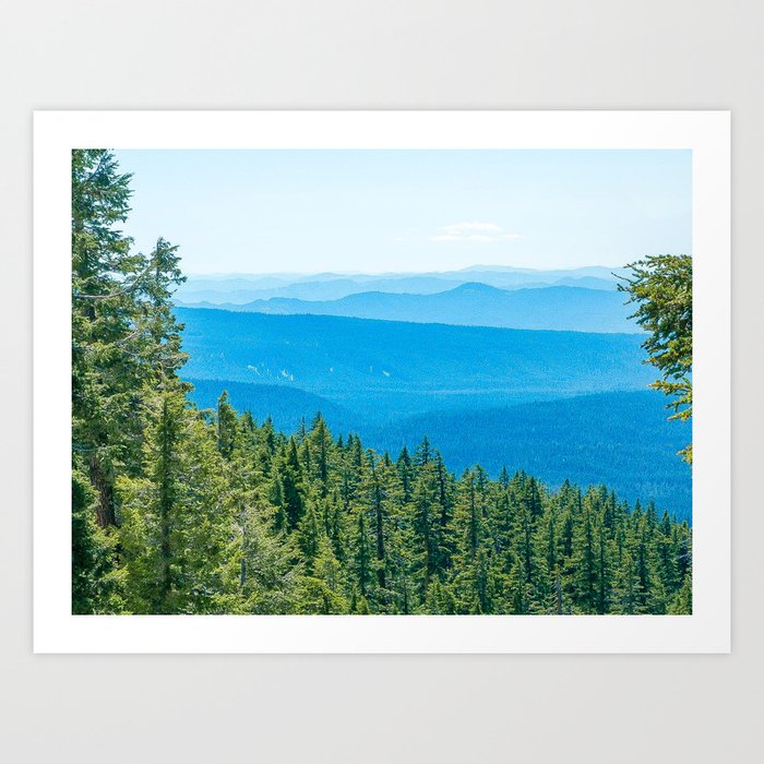 Artistic Brush Grainy Scenic View Of Rolling Hills Mountains Forest Landscape Photography Art Print By Byrdonwheels