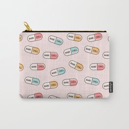 Babe Chill , Cool Girly Cheerful 90s Pill Pattern in Pastel Colors , Positive and Happy Pills Carry-All Pouch