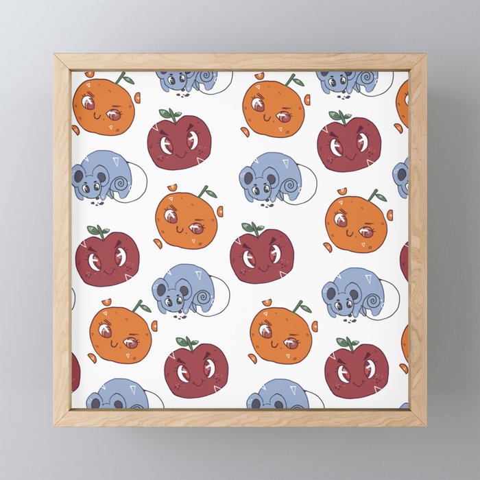 Friendly Fruits Pattern Framed Mini Art Print