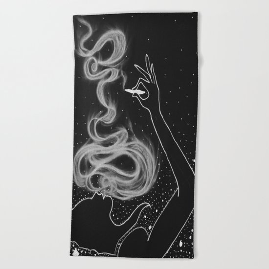 Midnight Toker (#3), Smoking Lady Series Beach Towel