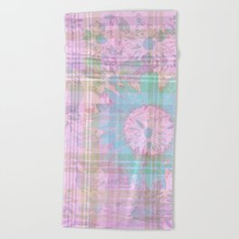 Pastel Flower Digital Collage Beach Towel