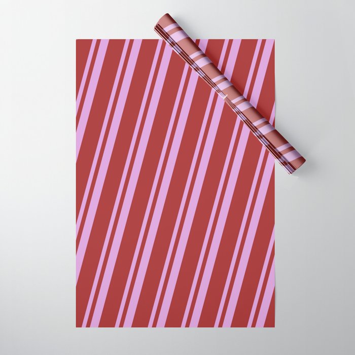 Plum & Brown Colored Striped/Lined Pattern Wrapping Paper