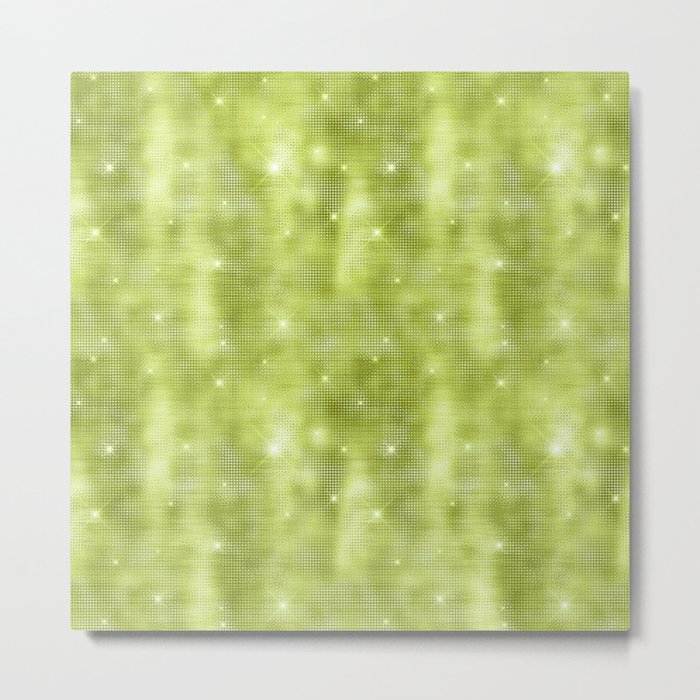 Glam Lime Diamond Shimmer Glitter Metal Print