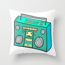 The Turquoise Boombox Throw Pillow
