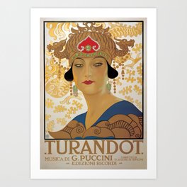 Old opera poster Puccini, Turandot -Puccini Turandot Vintage Opera Poster Art Print