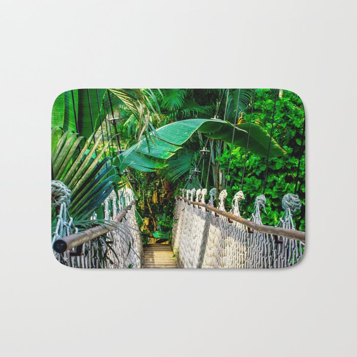 Brazil Photography - Tropical Hanging Bridge In The Rain Forest Bath Mat