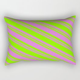 [ Thumbnail: Orchid & Green Colored Striped/Lined Pattern Rectangular Pillow ]