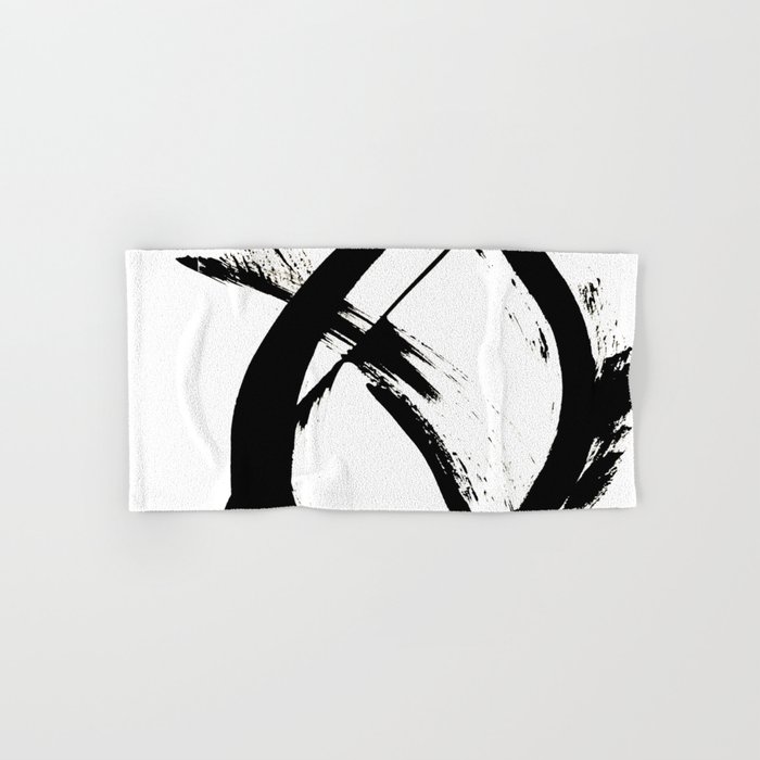 Brushstroke 7: a minimal, abstract, black and white piece Hand & Bath Towel