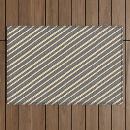 [ Thumbnail: Dim Gray & Tan Colored Lined/Striped Pattern Outdoor Rug ]