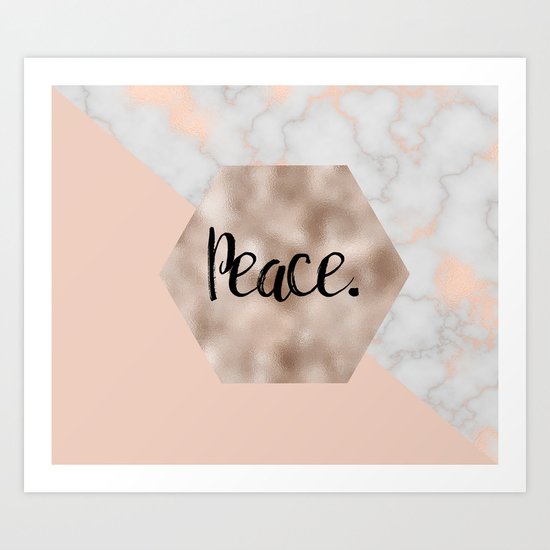 Rose gold layers - peace Art Print